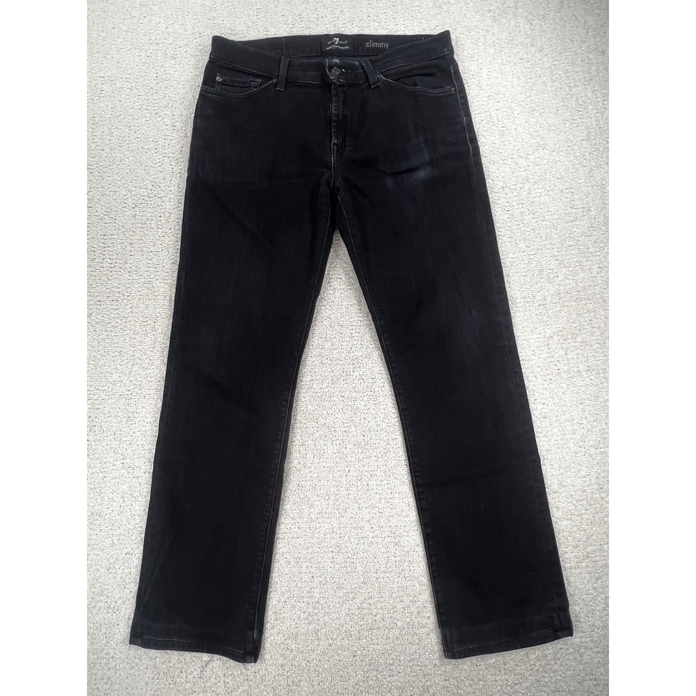 7 For All Mankind Slimmy Black Luxe Performance Jeans Mens 33x27 SKU 0044